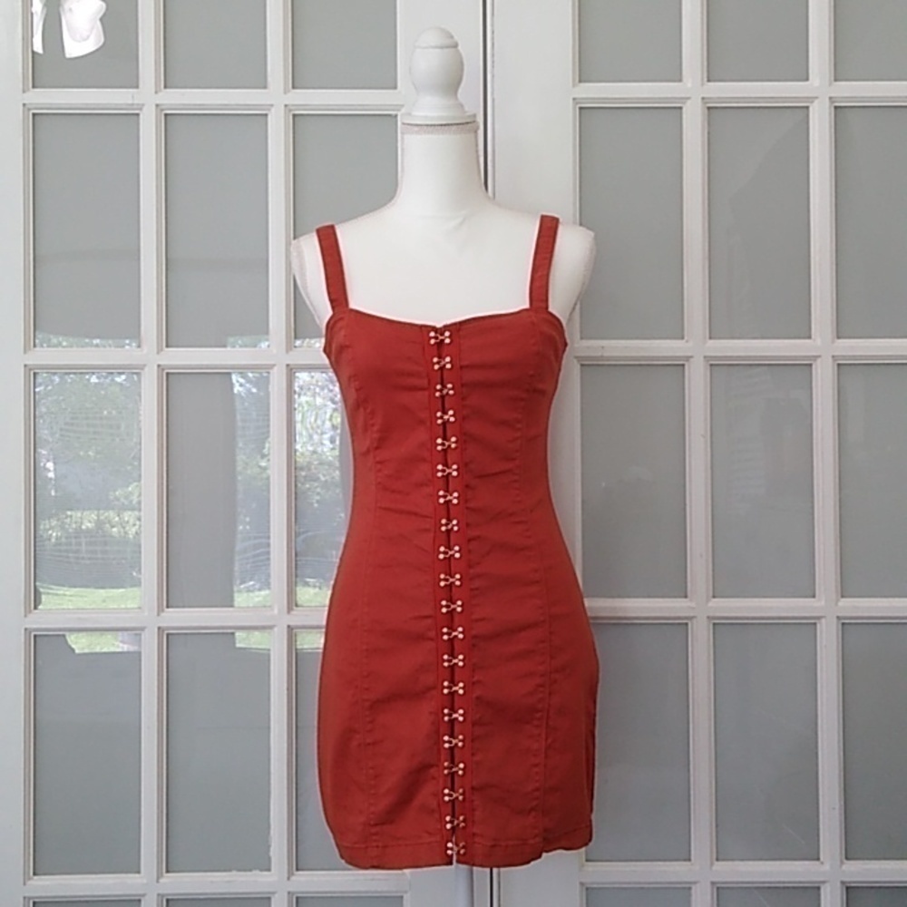 Forever 21 Denim Overall Mini Dress in Rust Size - M